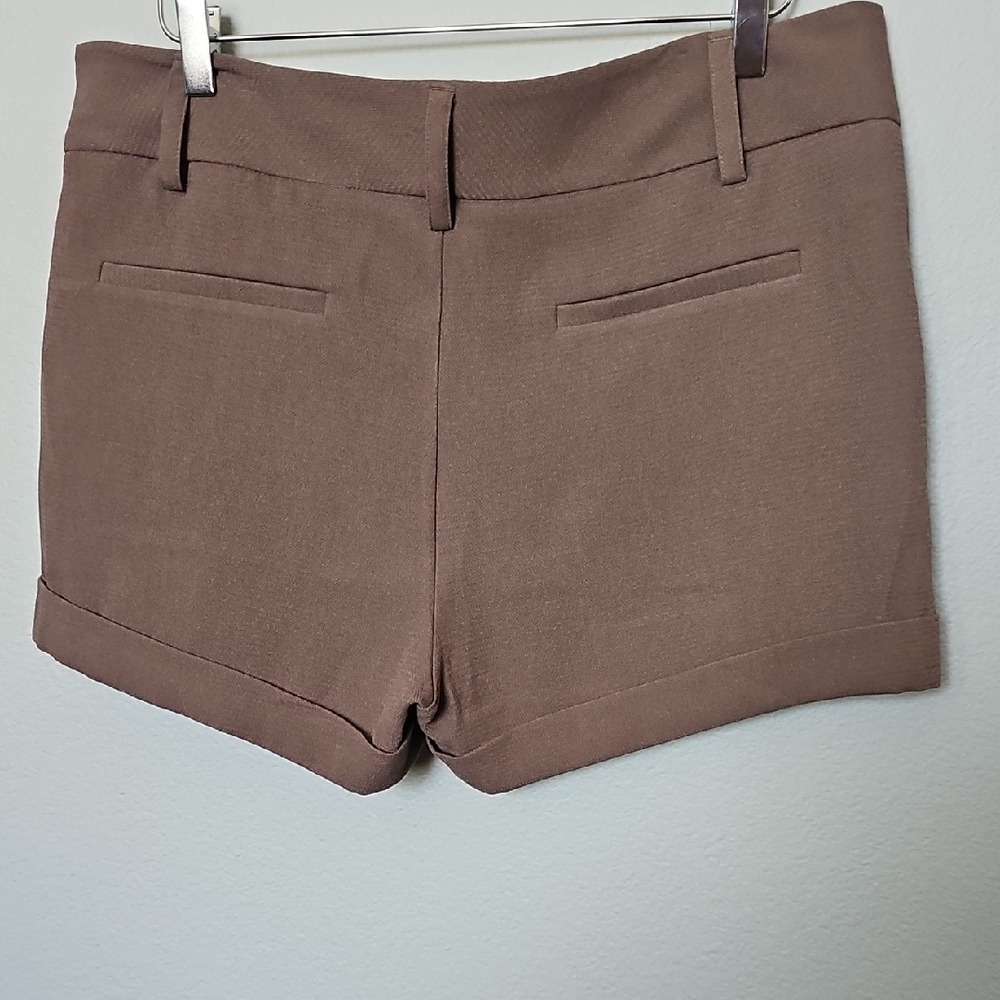 Kenneth Cole High Waist Taupe Dark Roast Brown Dressy Twill Shorts Size 12 - Picture 7 of 10